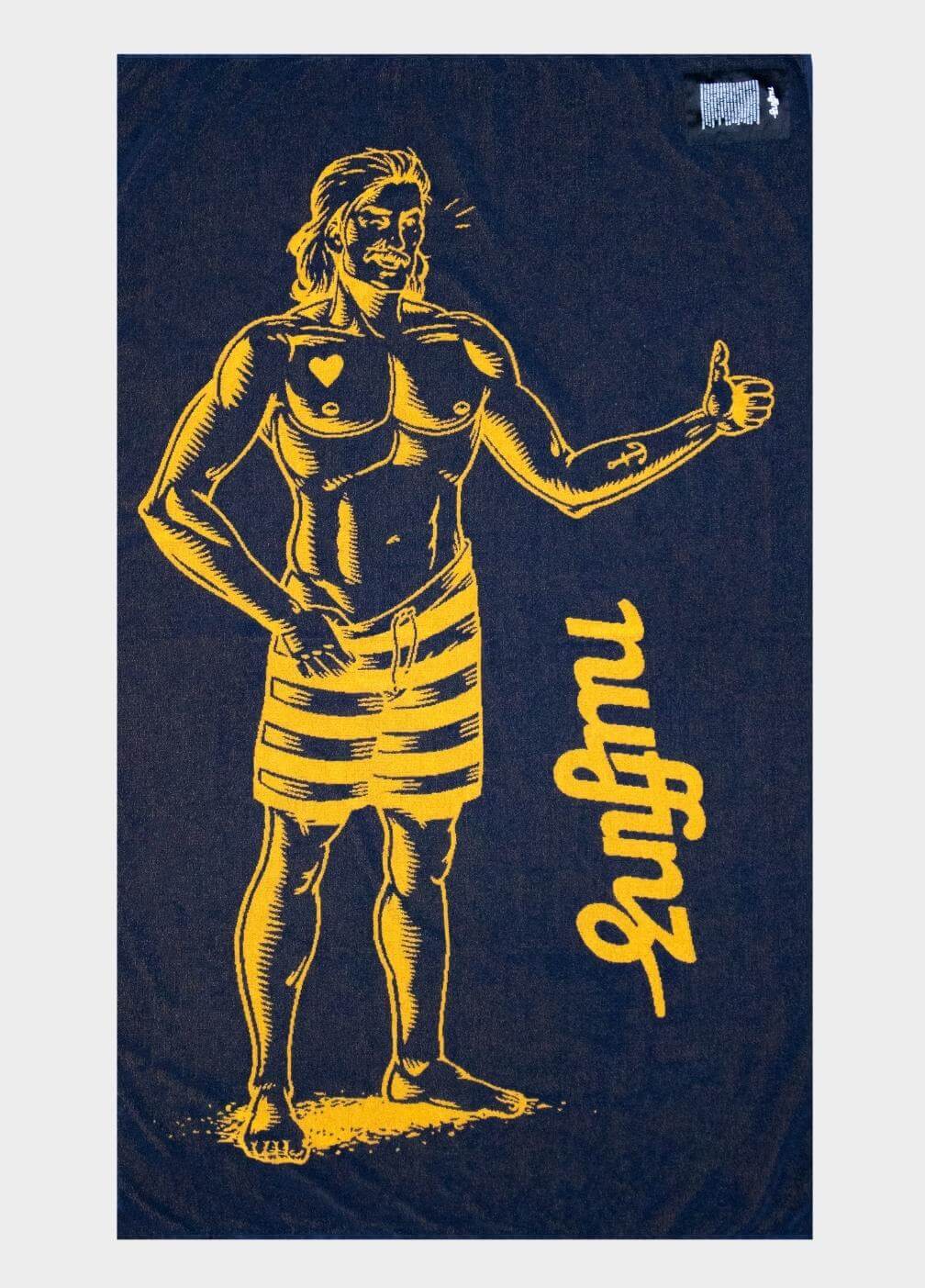 nuffinz essentials- galaxy towel - 100% organic cotton - blue/golden yellow - beach towel