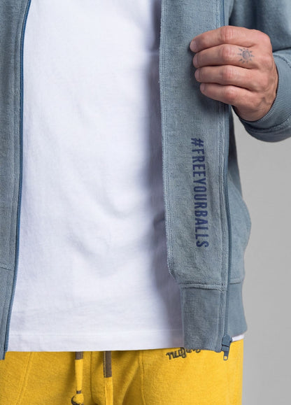 MIRAGE BLUE TOWEL ZIP HOODIE