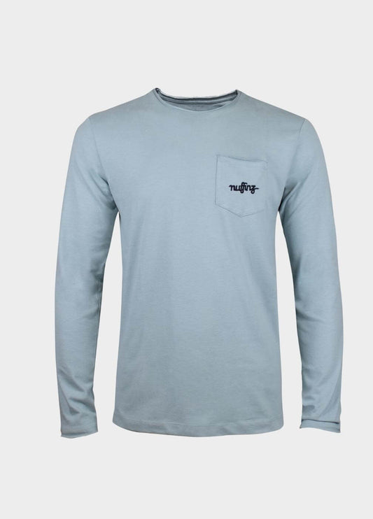 nuffinz menswear- longsleeves - blue slate longsleeve - 100% organic cotton - carbonized - light blue