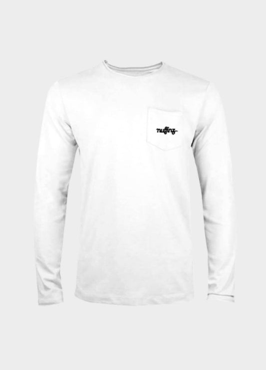 nuffinz menswear- longsleeves - new pope white longsleeve - 100% organic cotton - carbonized - white