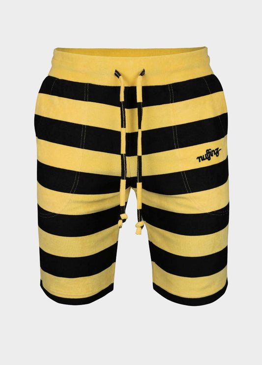 nuffinz menswear - shorts - yarrow towel shorts st - 100% organic cotton - terry cloth - sunshine yellow striped